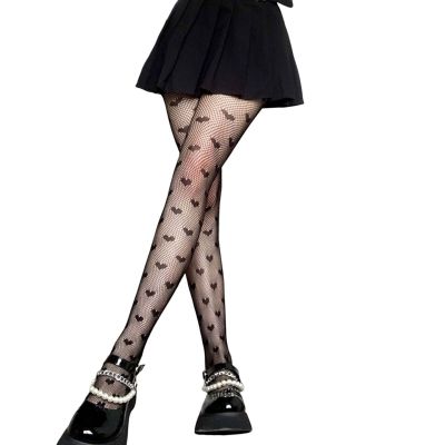 Bottomed Pantyhose See-through Slimming Leg Summer Sexy Heart Pattern Mesh